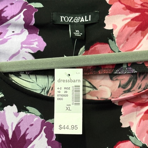 Dressbarn Black Dress with Pink and Purple Floral Design - Picture 2 of 6